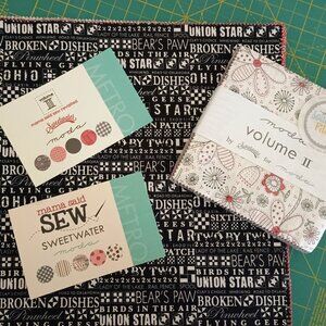 🖤🩶❤️BN MODA SEWING THEMED LAYER CAKE / CHARM PACK FABRICS BLACK GRAY RED